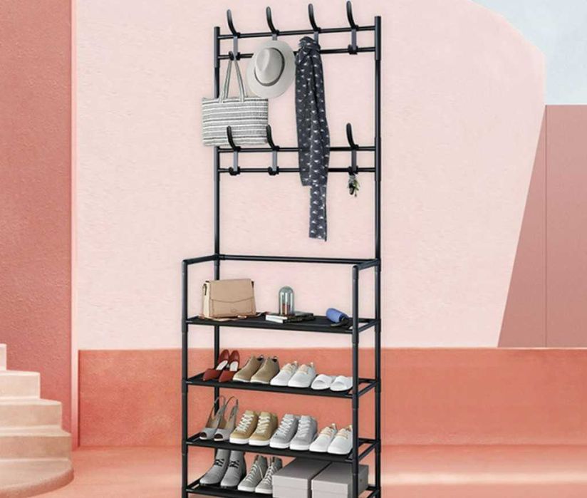 ПРОМО!! Мултифункционална Етажерка за обувки + Закачалки ,155х62х30 СМ