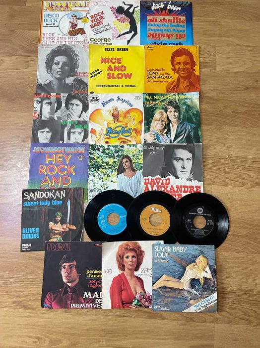 Colectie Discuri Vinil Muzica Italia Anii 70 Stare Foarte Buna
