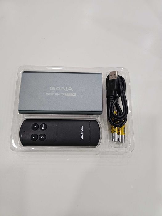 GANA HDMI Switch 3-in-1 Out–HDMI превключвател с дистанционно, 4K 60Hz