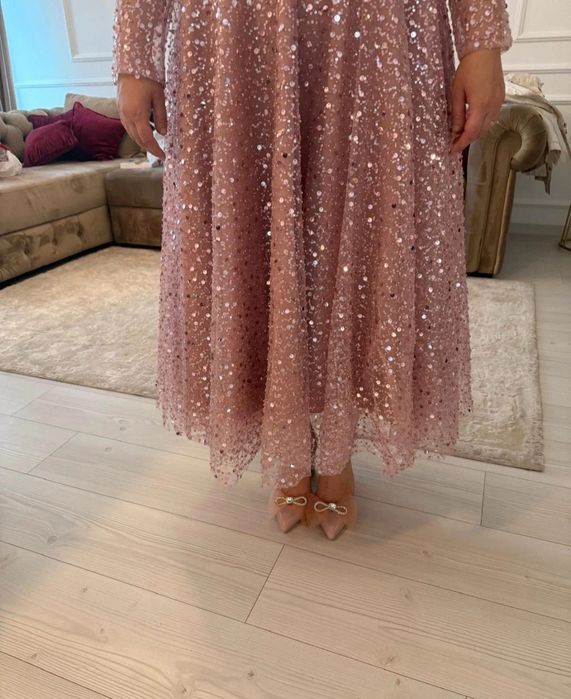 Rochie eleganta roz pudra
