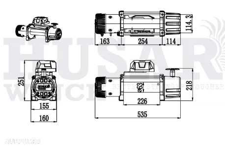 Troliu model nou HUSAR WINCH 13500 lbs (trage 6124 kg) + HUSA