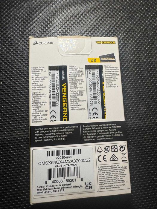 Kit RAM Corsair Vengeance 64GB 2x32GB DDR4 3200MHz SODIMM Laptop