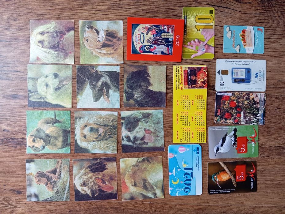 Стари календарчета, пощенски картички, жокери от карти, картинки лего