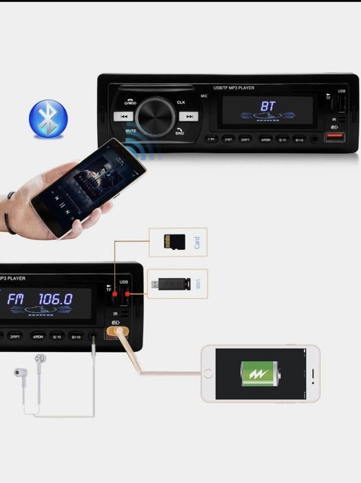 Pioneer avto mafon yangi Blutus usb aux radio universal  ovozi 63 gach
