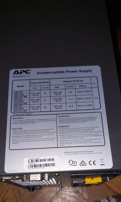 UPS APC SRV1KI Easy, 1000VA/800W, 3 prize IEC C13