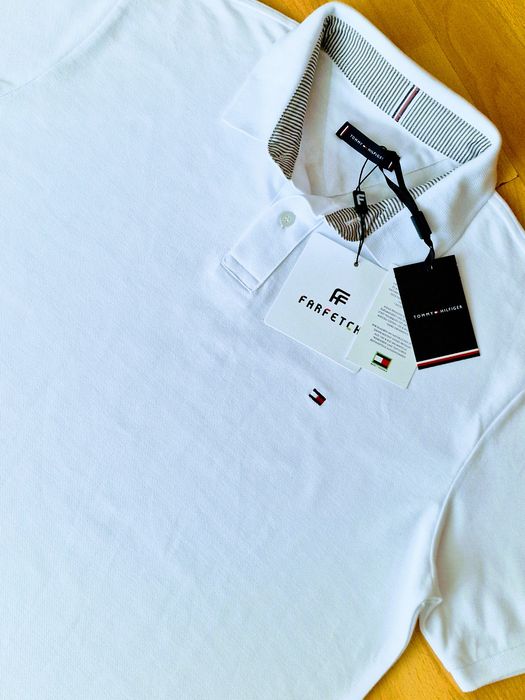 Tricou original alb imaculat ,bumbac, Tommy Hilfiger,logo brodat,import Italia