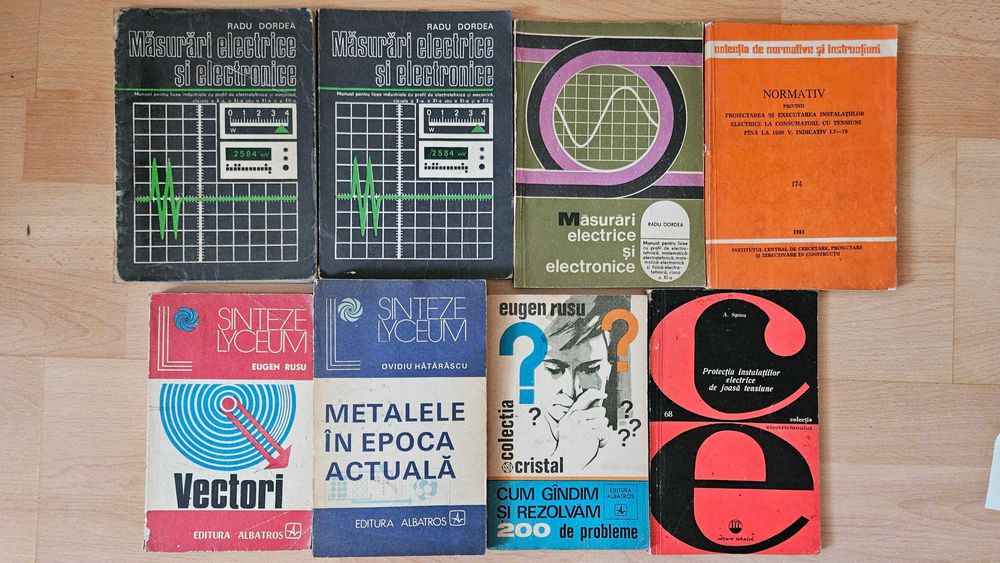 Lot 8 Cărți Tehnice: Inginerie Electrică, Instalații, Matematică și Metalurgie