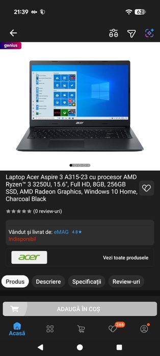 Laptop Acer Aspire 3 A315-23 Ryzen 3 ca nou