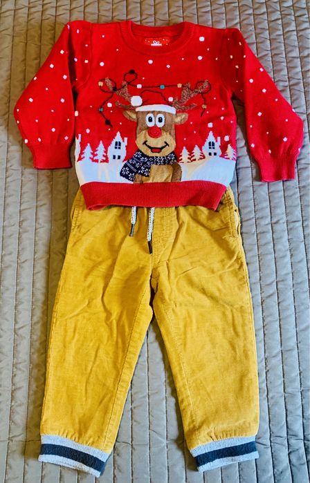 Pulover Craciun, pantalon, geaca iarna copii marimi 74, 80, 86