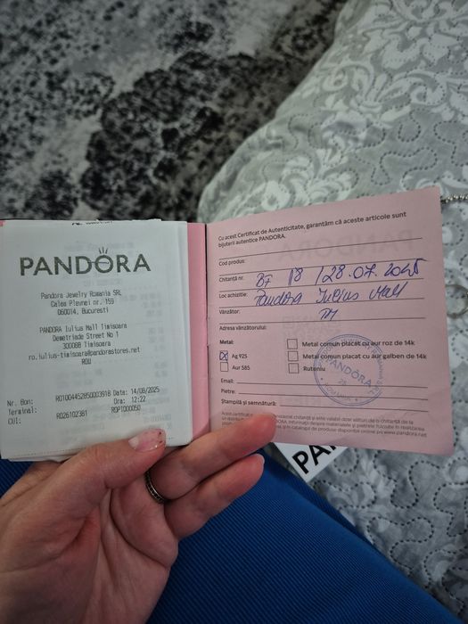 Cercei aur 14 k  rotunzi cu striatii si bijuterii pandora originale