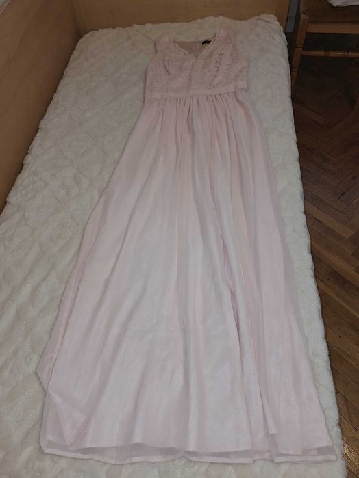 Офиална дамска рокля, дълга цвят розов