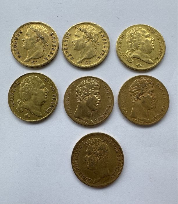 Златна Монета Франция 20 Франка Наполеон I, Луи XVIII, Шарл X, Луи Фил