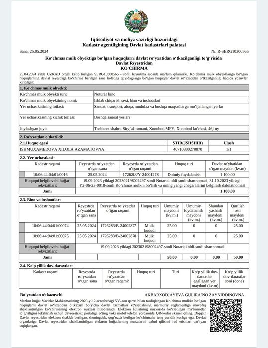 Хонабод Асфалд завод тарафда 11 сотик 1 сотикги 11300$ срочнига сотилд