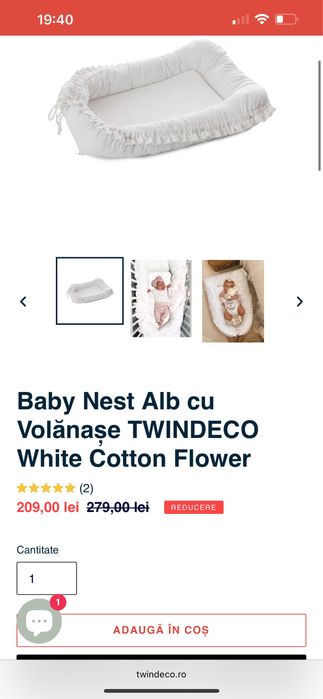Babynest bumbac Twindeco