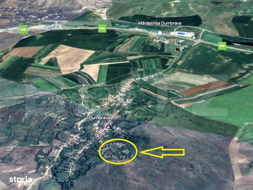 Teren intravilan, 21.450 mp, utilitati, acces autostrada, sat Dumbrava