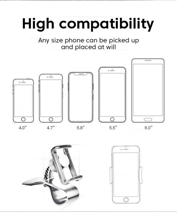 Универсална стойка за телефон с щипка за таблото.