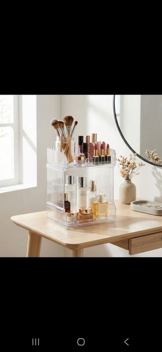 Suport Organizator Cosmetice Acrilic Transparent cu 2 Nivele 19.5x15x2