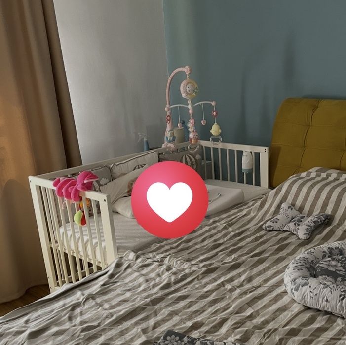 Pătuț bebeluși IKEA Gulliver 60×120 cm + saltea din fibră de cocos Integral