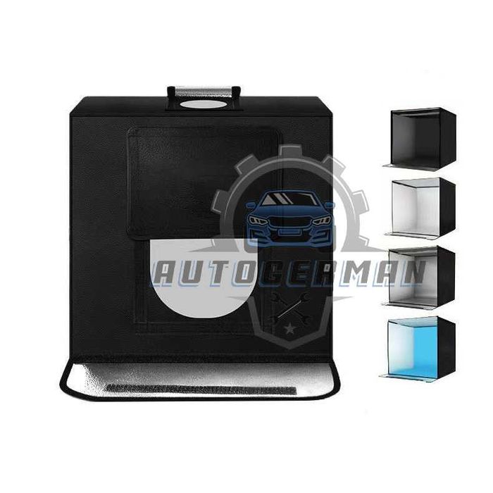 Фото кутия фотобокс 80см в комплект с осветление 4 фона нови