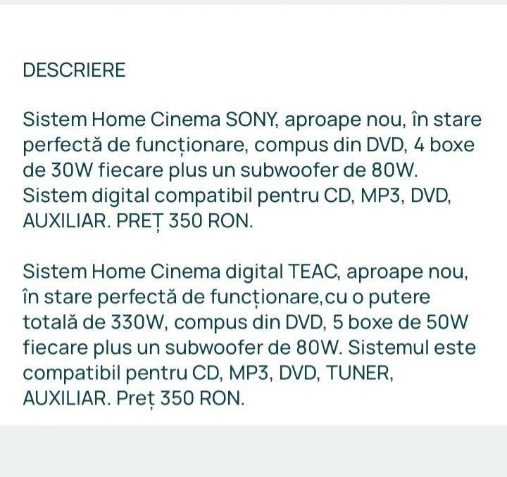 Sistem Home Cinema SONY