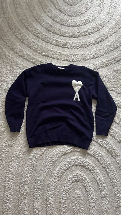Pulover Ami Paris de Coeur albastru închis - Mărimea S/M