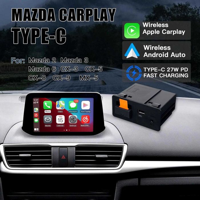 Modul CarPlay / Adroid auto prin cablu compatibil cu Mazda 2, 3, 6, MX-5, CX-3, CX-5, CX-8 și CX-9, plug and play