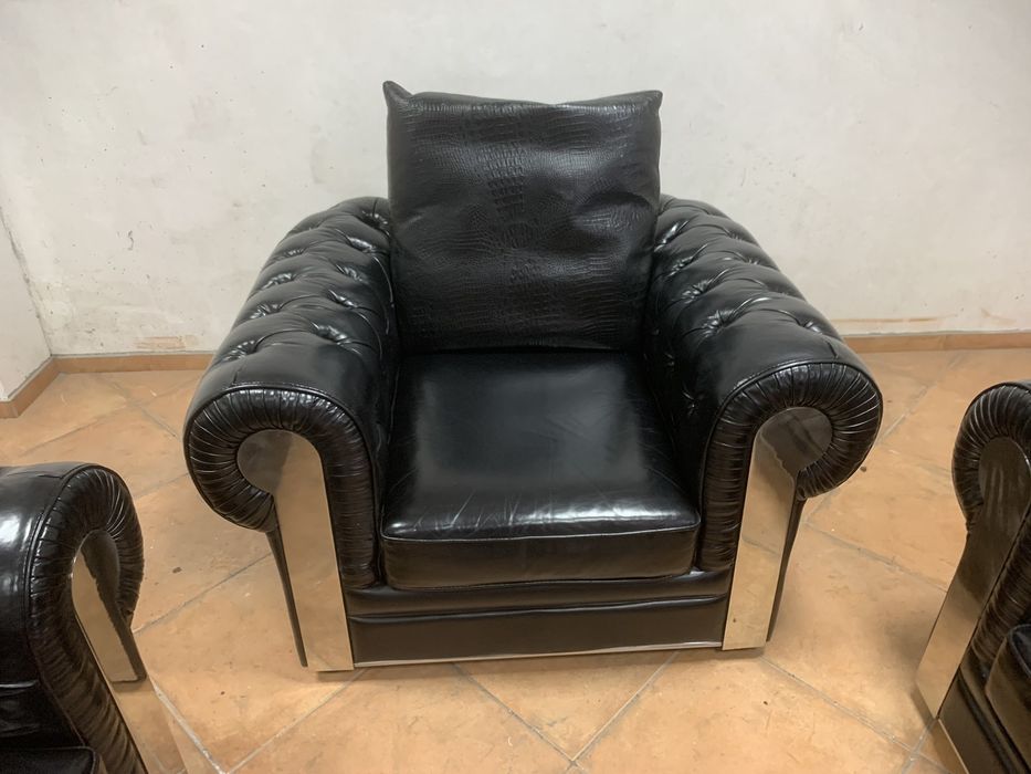 Кожен комплект дивани с фотьойл - внос от Италия