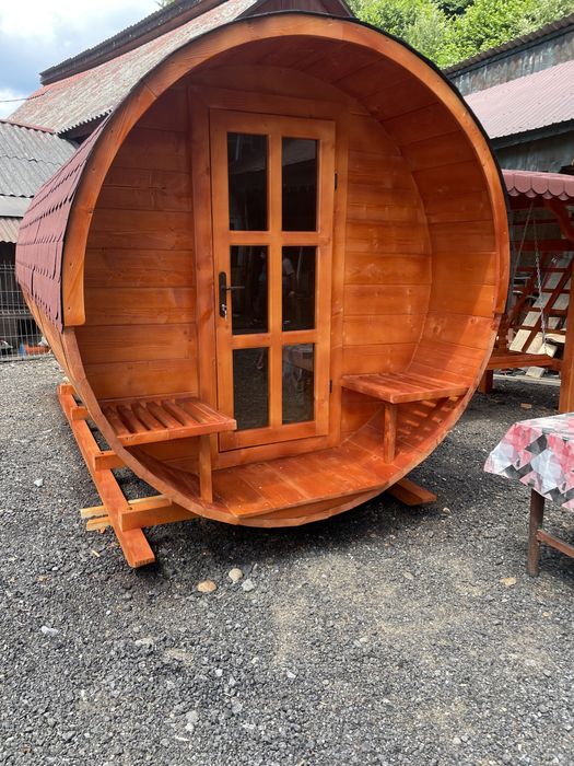Sauna tip butoi din lemn