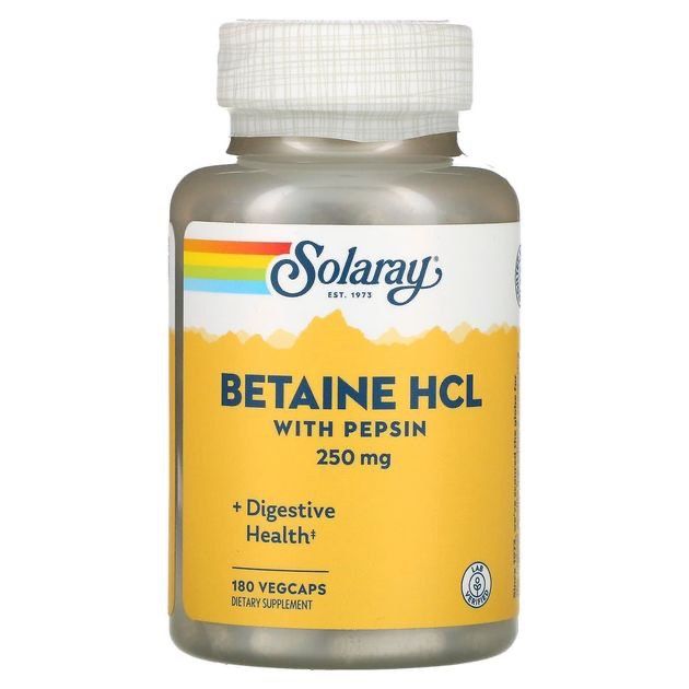 Betaine HCL with Pepsin  Бетаин И Пепсин Solaray 180 капсул
