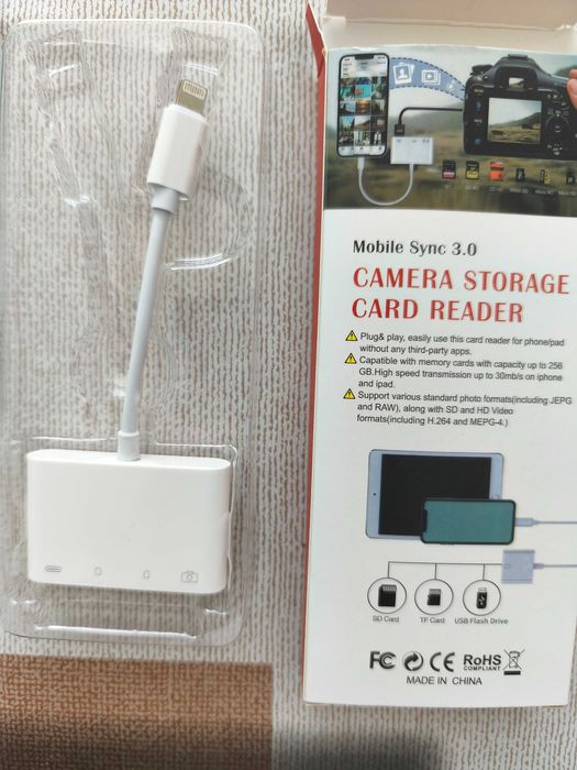 Четец за SD/Micro SD карти 4в1, за телефон/Пад/Камера/