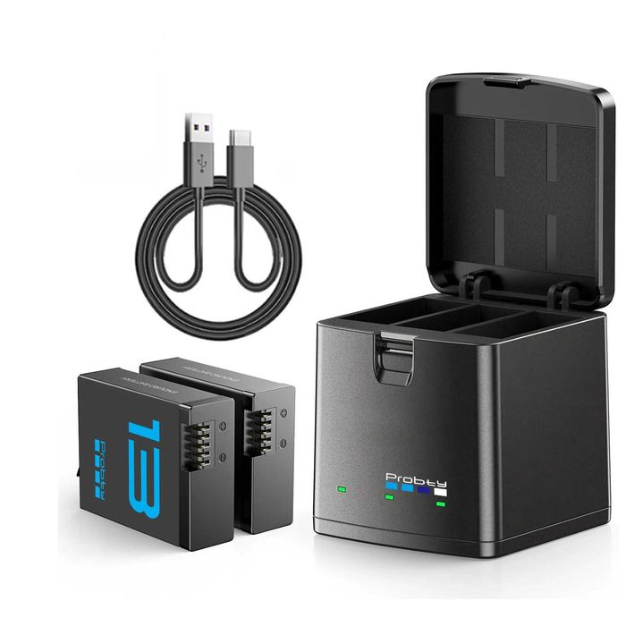 Set 2 acumulatori + incarcator triplu USB-C camera GoPro Hero 13 Black