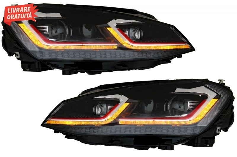 Faruri LED cu Semnal Dinamic cu Grila VW Golf 7 VII (2013-2017)