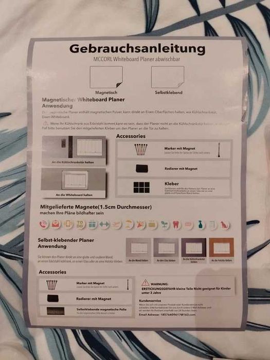 Planificator săptămânal magnetic McCorl, tablă pentru frigider