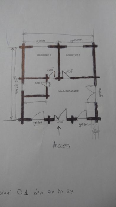 Case cabane lemn rotund (bușteni)