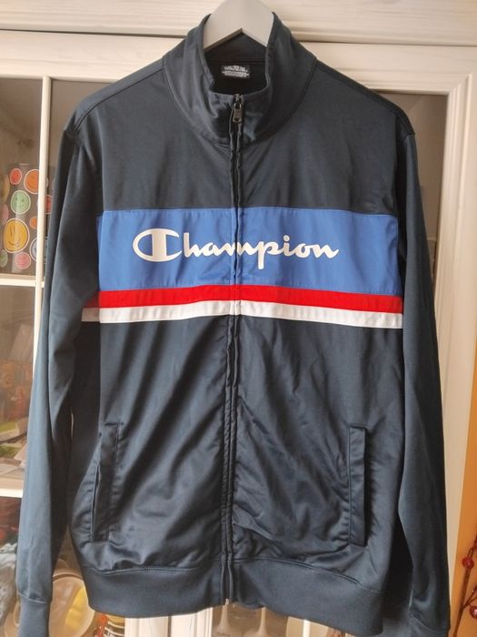 Bluză de Trening Champion Vintage – Model Color Block Bleumarin/Roșu/Alb Xl