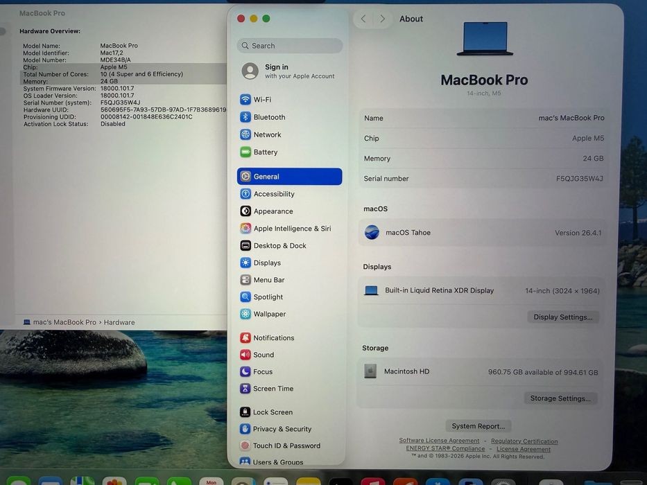MacBook Pro 14" M5 10-CPU, 10-GPU, 24GB RAM, 1TB SSD/ В ГАРАНЦИЯ
