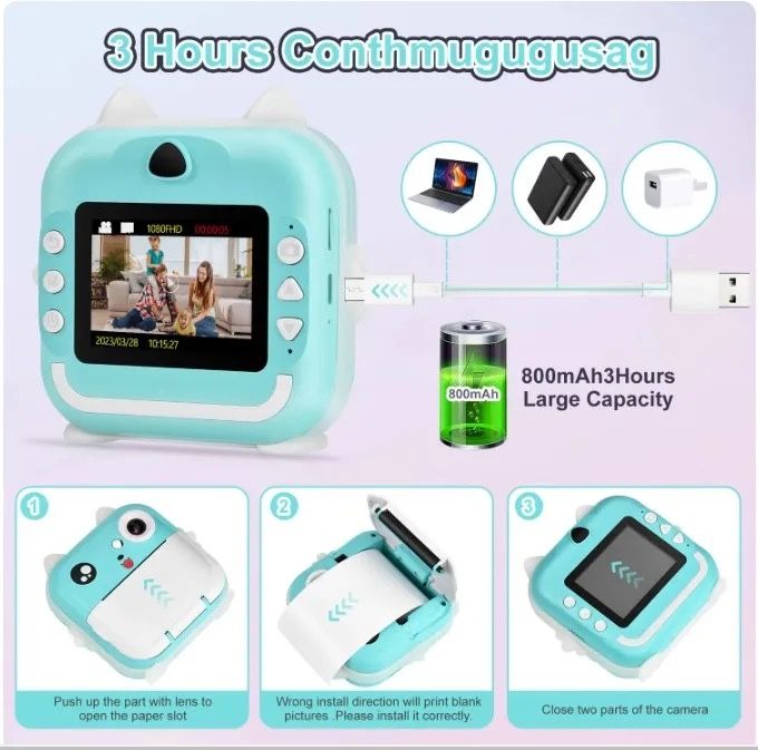 Детский цифровой фотоаппарат моментальной печати