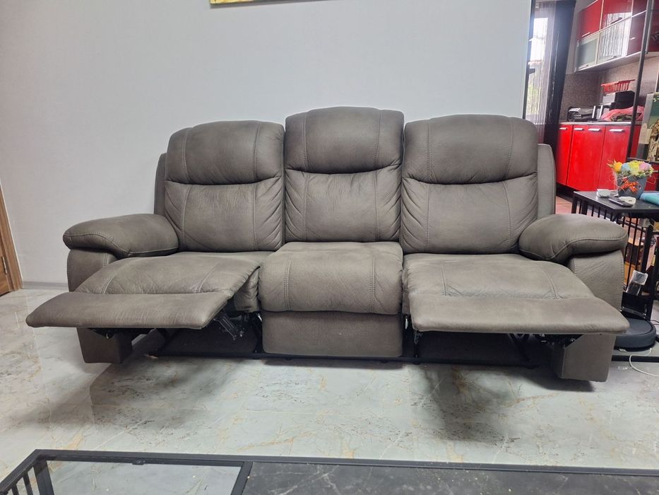 ПРОМОЦИЯ Диван тройка с функция релакс, сив цвят