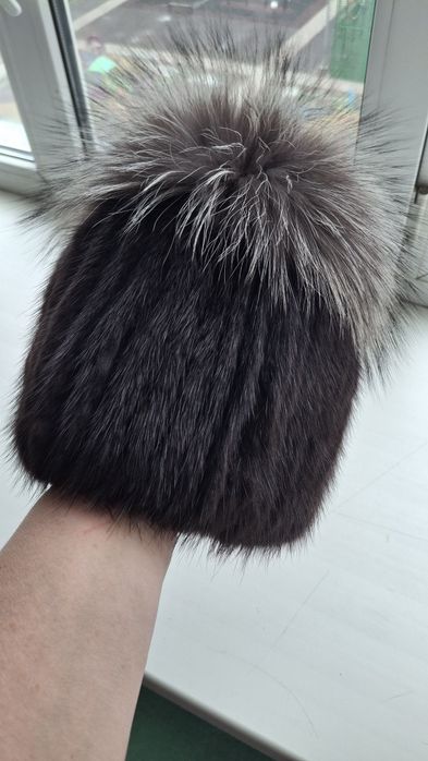 Шапка норковая вязаная