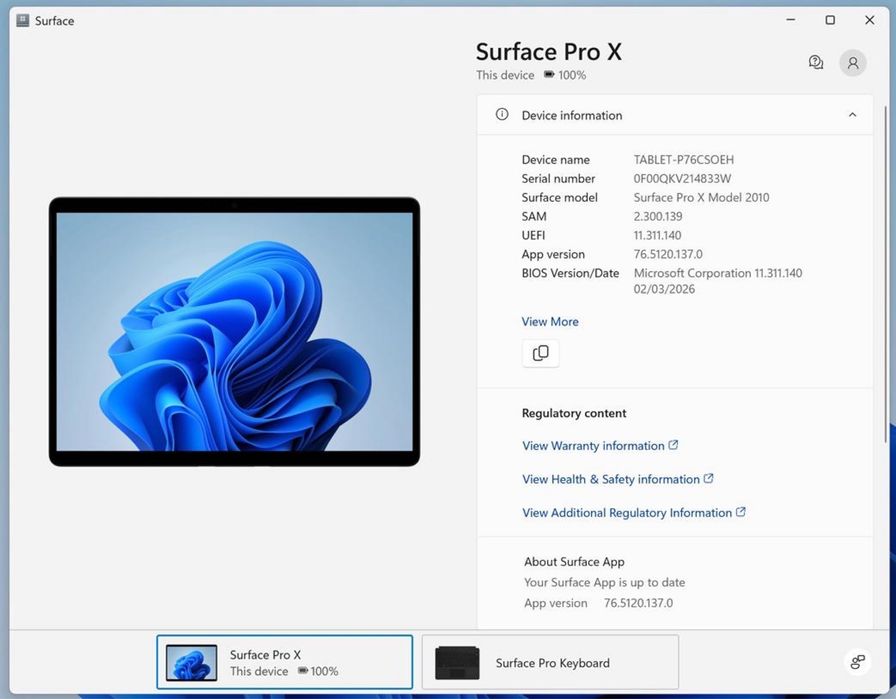 Tableta Microsoft Surface Pro X SQ1 8GB RAM 256GB SSD Win 11 ARM64