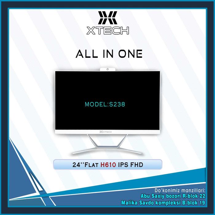 Monoblok XTECH IPS H610 Flat 24" 27" 32" diaganalli
