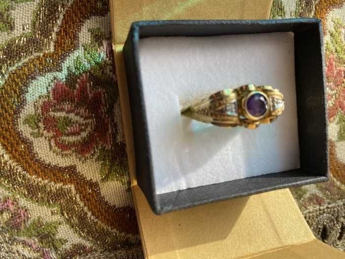 Superb inel din aur, stil Art Deco, 14 kt, ametist, Germania