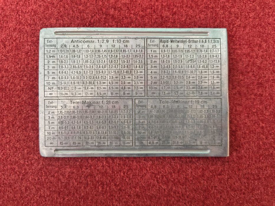 Set filtre originale Plaubel Makina + tabel DOF metalic atasabil