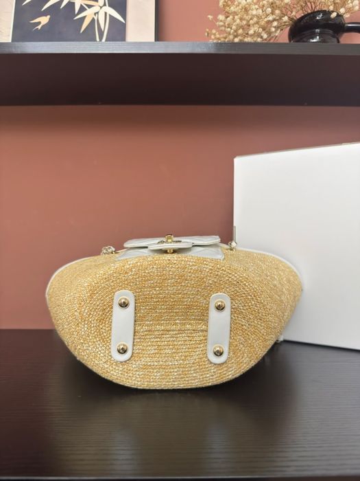 Geanta Chanel Raffia premium piele naturala pe comanda (alb)