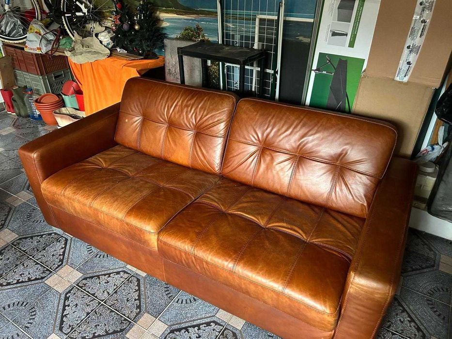 Canapea maro deschis extensibila cu lada, 2m