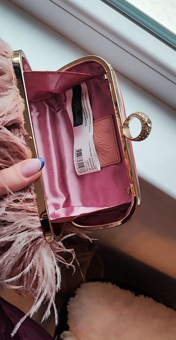 Чанта Barbie розова с истински пера