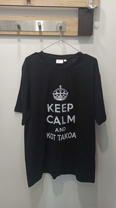 Мъжка тениска със забавна щампа KEEP CALM AND KOT TAKOA