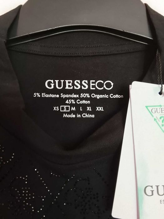 Guess Тениски черна и кремава Slim Fit Нови с етикети