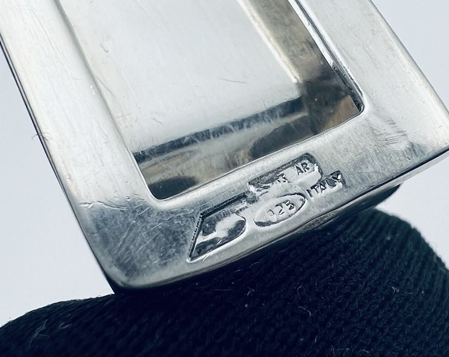 Сребърна италианска щипка за пари със злато 18к