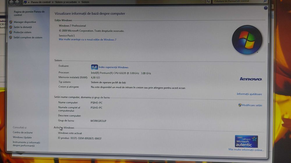 Lenovo M73 / Intel Dual Core G3220 / 4GB DDR3/500GB HDD/ slim compact